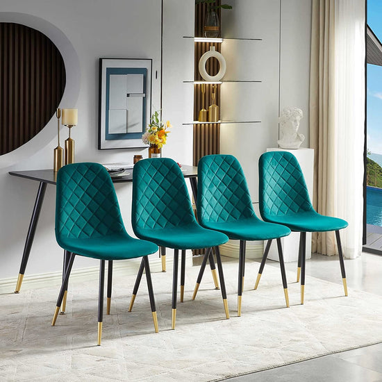 5-Piece Velvet Upholstered Dining Chairs – Modern Accent Chairs for Dining & Living Room - Modern Home & Kitchen