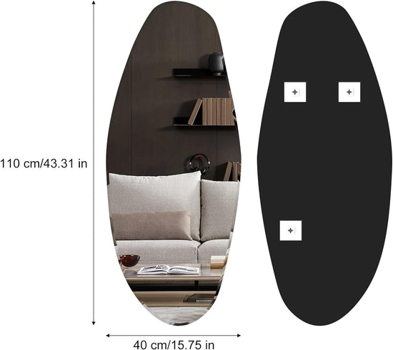 43X16 Asymmetrical Frameless Mirror - Modern Home & Kitchen