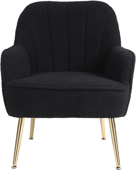 Golden-Legged Black Teddy Chair for Home Office - Modern Home & Kitchen