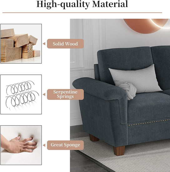 Dark Gray L-Shaped Sectional Sofa with Hidden Storage & Chaise - Modern Home & Kitchen