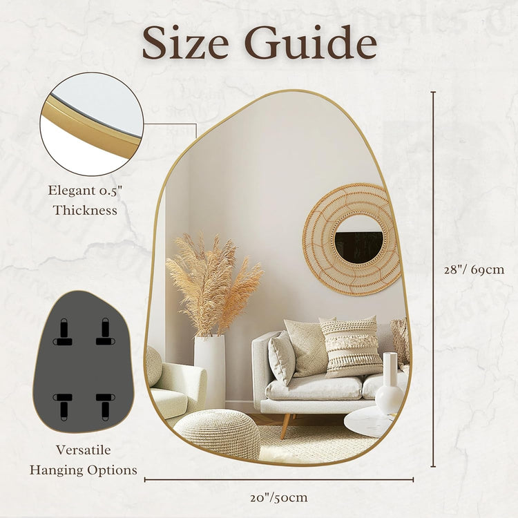 Asymmetrical Gold Mirror 28x20, Wood Frame, Home Decor - Modern Home & Kitchen