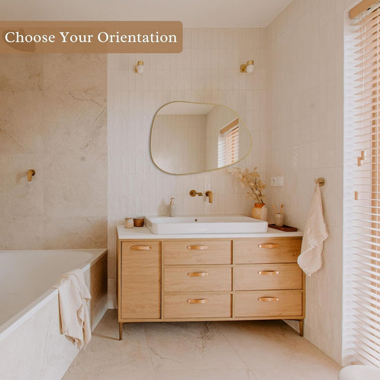 Asymmetrical Gold Mirror 28x20, Wood Frame, Home Decor - Modern Home & Kitchen