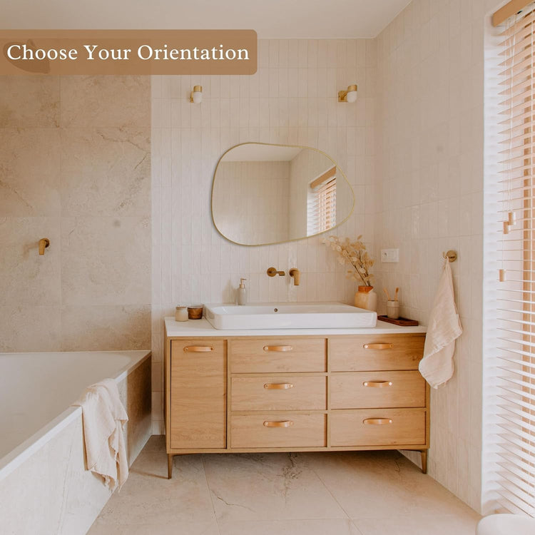 Asymmetrical Gold Mirror 28x20, Wood Frame, Home Decor - Modern Home & Kitchen