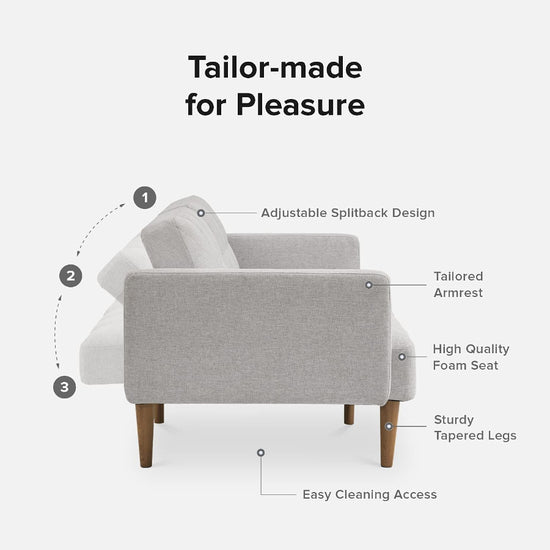 Gray Fabric Twin Futon Sofa Bed – Compact & Stylish Sleeper - Modern Home & Kitchen