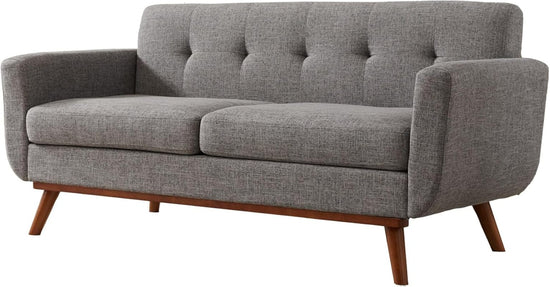 Grey Mid-Century Loveseat Sofa: Easy Assembly, Solid Wood - Modern Home & Kitchen