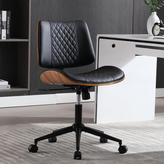 Home Office Chair No Arms with Wheels, Adjustable Height Small Desk - Modern Home & Kitchen
