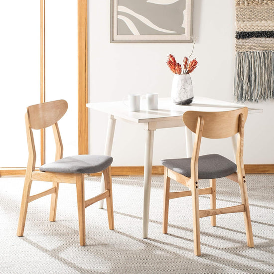 Home Lucca Retro Natural and Grey Cushion Dining Chair, Set of 2 - Modern Home & Kitchen