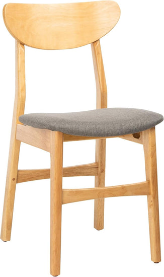 Home Lucca Retro Natural and Grey Cushion Dining Chair, Set of 2 - Modern Home & Kitchen