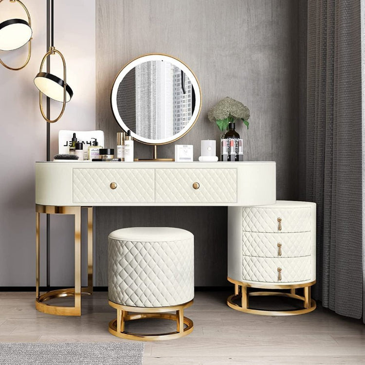 Makeup Vanity with Lights, Drawers, and Stool – Luxury Vanity Set for Women - Modern Home & Kitchen