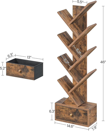 9 Tier Tree Standing Bookshelf Storage - Modern Home & Kitchen