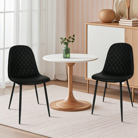 Modern Black Dining Chairs Set of 2, PU Leather Dining Room Chairs - Modern Home & Kitchen