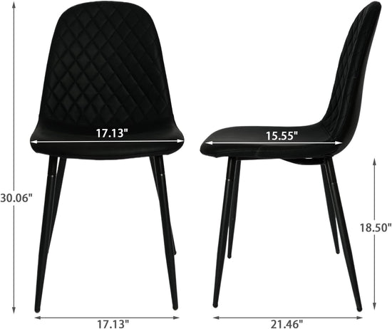 Modern Black Dining Chairs Set of 2, PU Leather Dining Room Chairs - Modern Home & Kitchen