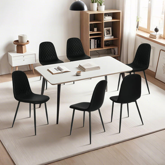 Modern Black Dining Chairs Set of 2, PU Leather Dining Room Chairs - Modern Home & Kitchen