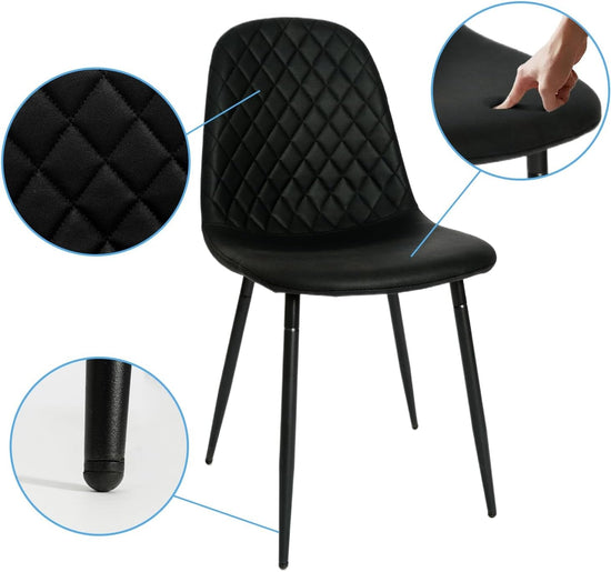 Modern Black Dining Chairs Set of 2, PU Leather Dining Room Chairs - Modern Home & Kitchen