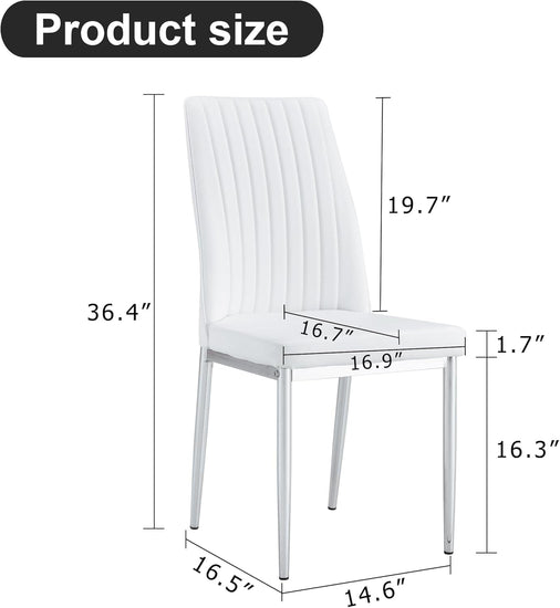 Stylish White Leather Dining Chair Set of 4 – Modern Elegance Meets Everyday Comfort - Modern Home & Kitchen