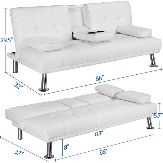 Adjustable Convertible Sofa Bed with Cup Holders - Modern Home & Kitchen