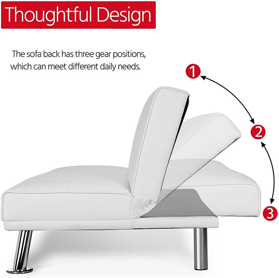 Adjustable Convertible Sofa Bed with Cup Holders - Modern Home & Kitchen