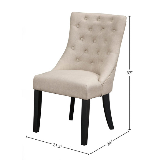 Set of two Alpine Furniture Prairie Upholstered Side Chairs with cream linen upholstery, stylish and comfortable for dining or living spaces.