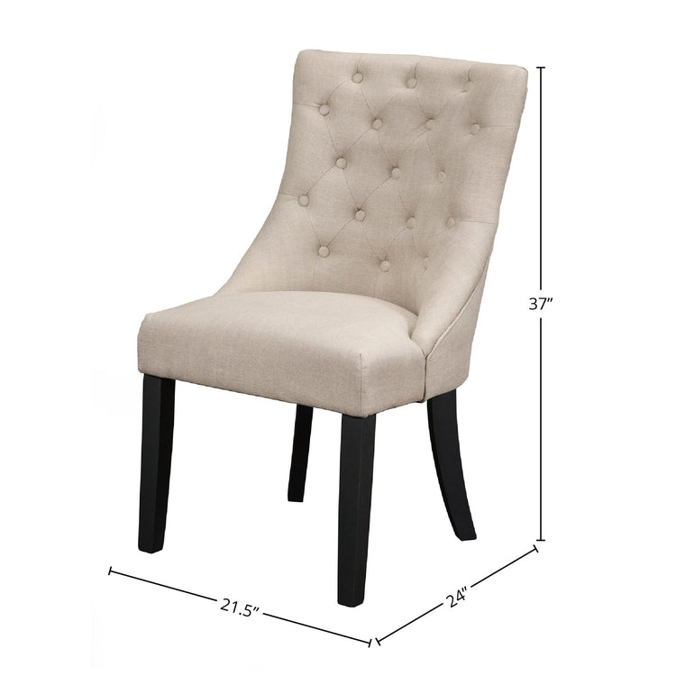 Set of two Alpine Furniture Prairie Upholstered Side Chairs with cream linen upholstery, stylish and comfortable for dining or living spaces.