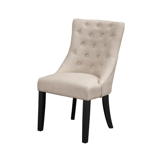Set of 2 Alpine Furniture Prairie upholstered side chairs with cream linen fabric, featuring a stylish and comfortable design.
