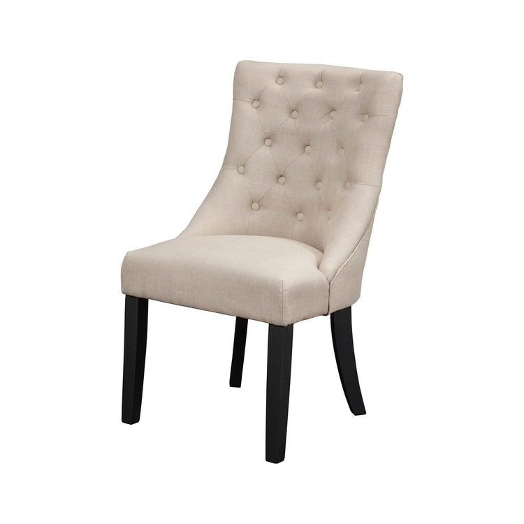 Set of 2 Alpine Furniture Prairie upholstered side chairs with cream linen fabric, featuring a stylish and comfortable design.