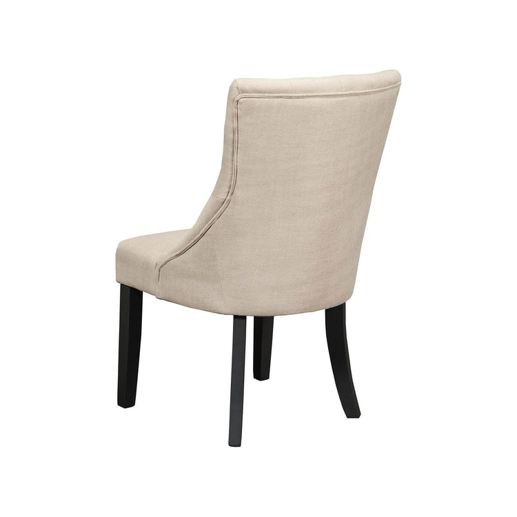 Set of two Alpine Furniture Prairie upholstered side chairs with cream linen fabric, showcasing comfortable seating and stylish design.