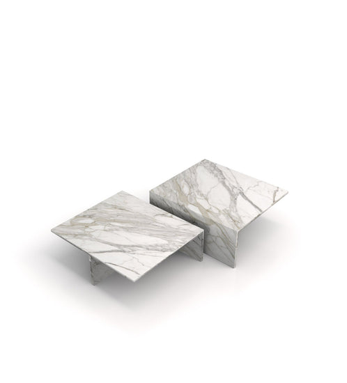 Modern Marble Nesting Coffee Table Set – Sculptural Square Design - Modern Home & Kitchen