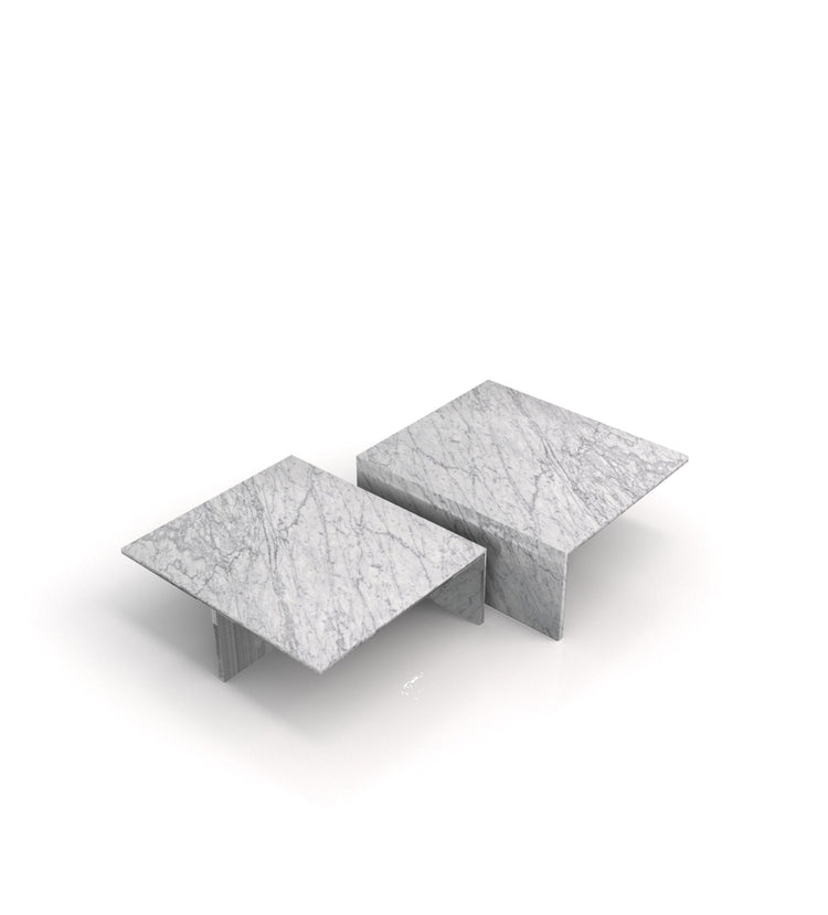 Modern Marble Nesting Coffee Table Set – Sculptural Square Design - Modern Home & Kitchen