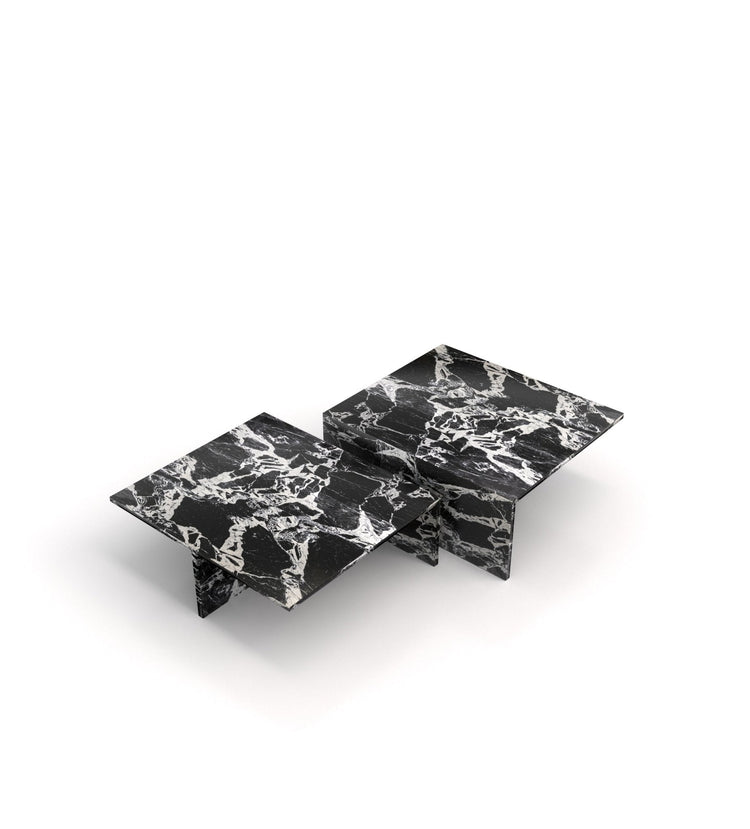 Modern Marble Nesting Coffee Table Set – Sculptural Square Design - Modern Home & Kitchen