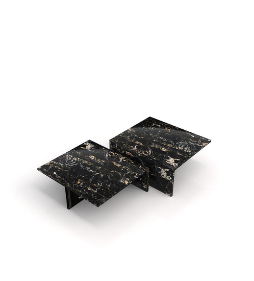 Modern Marble Nesting Coffee Table Set – Sculptural Square Design - Modern Home & Kitchen