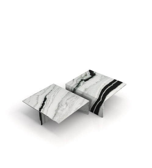 Modern Marble Nesting Coffee Table Set – Sculptural Square Design - Modern Home & Kitchen