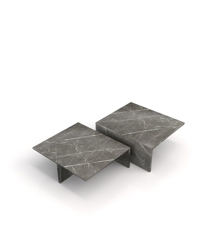 Modern Marble Nesting Coffee Table Set – Sculptural Square Design - Modern Home & Kitchen
