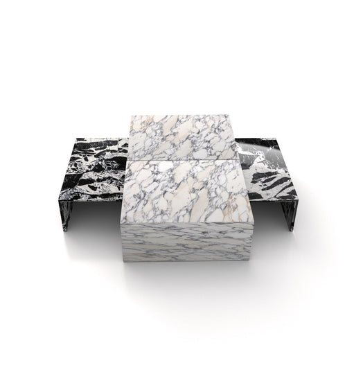 Modern Marble Nesting Coffee Table Set – Sculptural Square Design - Modern Home & Kitchen