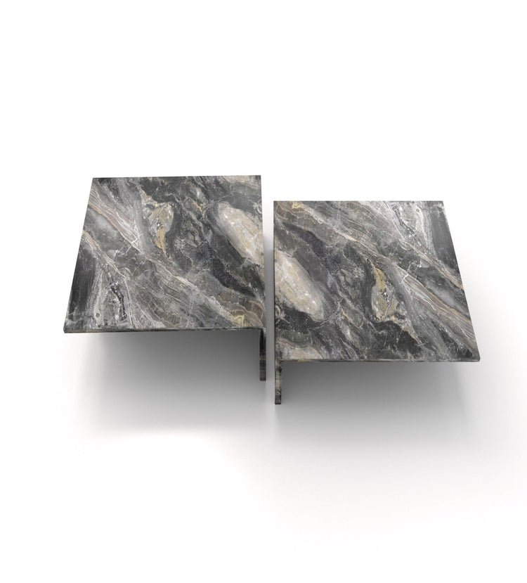 Modern Marble Nesting Coffee Table Set – Sculptural Square Design - Modern Home & Kitchen