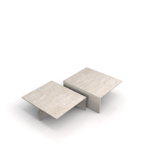 Modern Marble Nesting Coffee Table Set – Sculptural Square Design - Modern Home & Kitchen