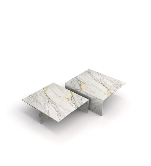 Modern Marble Nesting Coffee Table Set – Sculptural Square Design - Modern Home & Kitchen