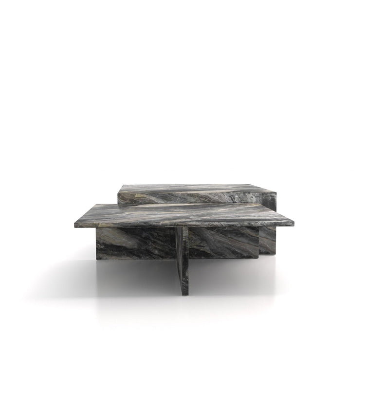 Modern Marble Nesting Coffee Table Set – Sculptural Square Design - Modern Home & Kitchen