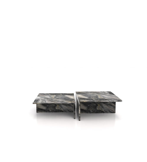 Modern Marble Nesting Coffee Table Set – Sculptural Square Design - Modern Home & Kitchen