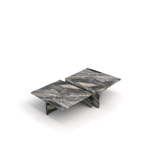 Modern Marble Nesting Coffee Table Set – Sculptural Square Design - Modern Home & Kitchen