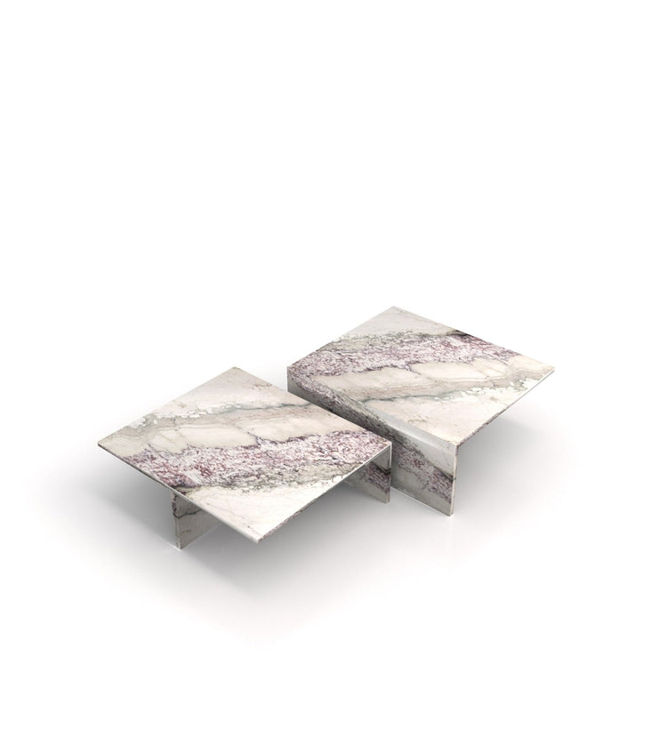 Modern Marble Nesting Coffee Table Set – Sculptural Square Design - Modern Home & Kitchen