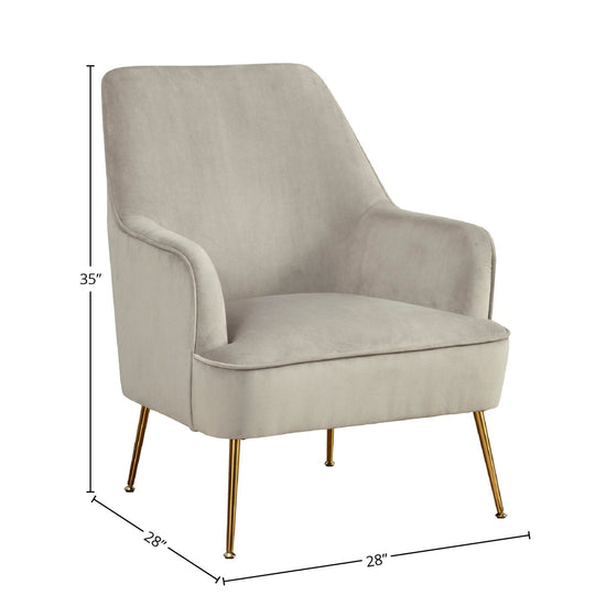 Grey Rebecca leisure accent chair by Alpine Furniture with a modern design and cushioned seat for comfortable seating.