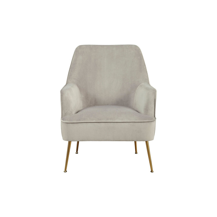 Grey Rebecca leisure accent chair by Alpine Furniture with plush upholstery and modern design.