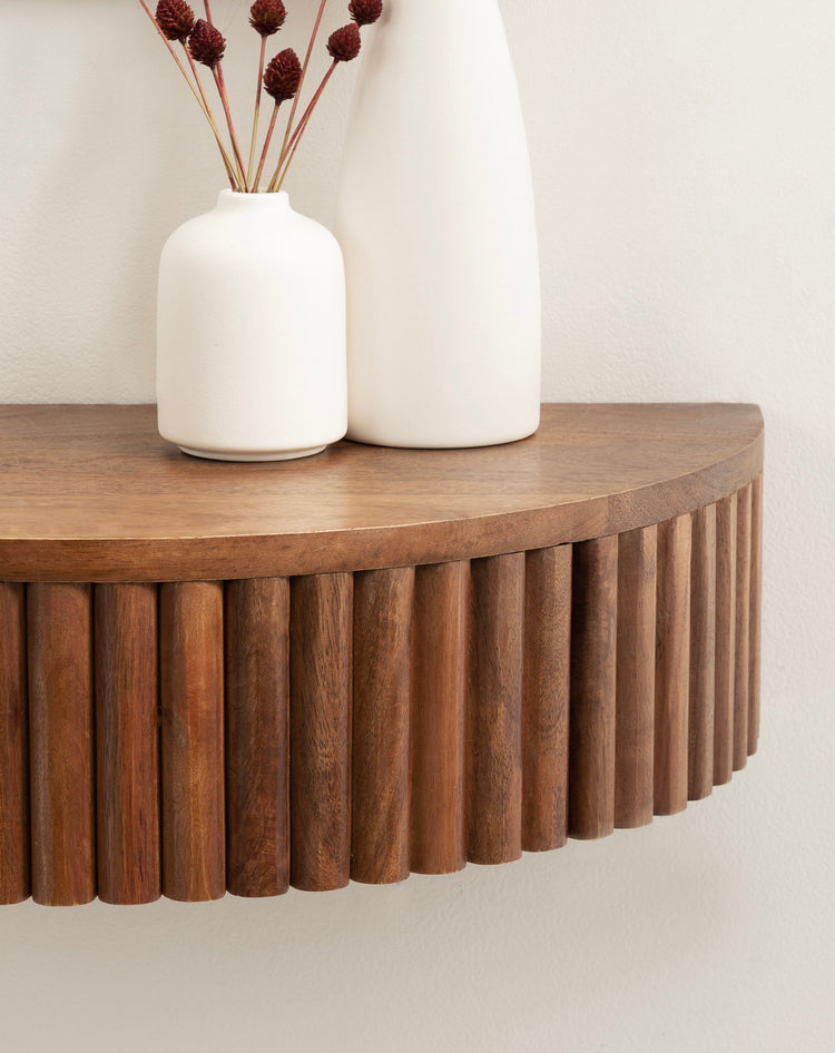 Reid Ribbed Floating Side Table | Modern Wall Mounted Bedside Table Decor