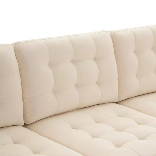 Contemporary U-shape sectional sofa by Canva Home with cotton linen fabric, gold-plated feet, and 110-inch width.