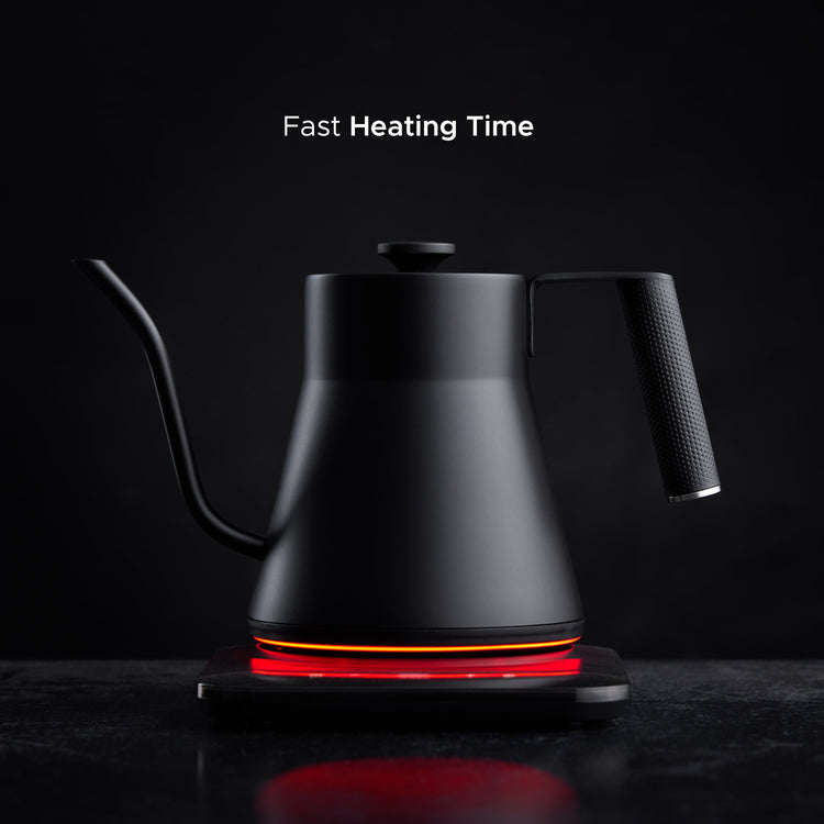 SAKI Baristan gooseneck electric kettle with sleek design and long spout for precise pouring, ideal for coffee and tea brewing