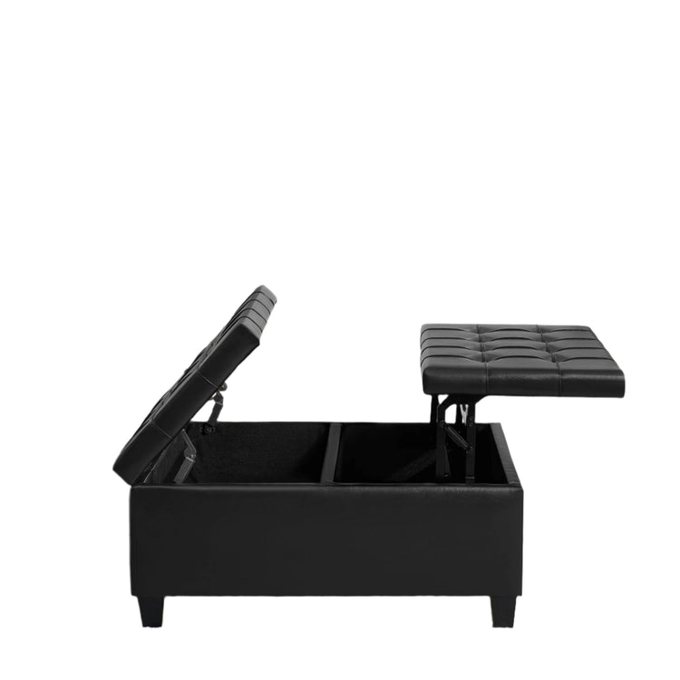 Large Square Faux Leather Storage Ottoman Versatile Coffee Table for Living Room - Modern Home & Kitchen