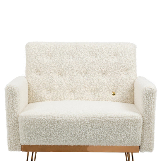 White Teddy Barrel Accent Chair with Gold Legs – Stylish Comfort for Any Room - Modern Home & Kitchen