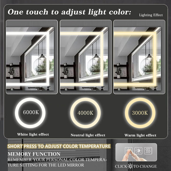 72" x 36" LED Lighted Bathroom Mirror – Anti-Fog, Dimmable, Shatterproof Vanity Mirror - Modern Home & Kitchen