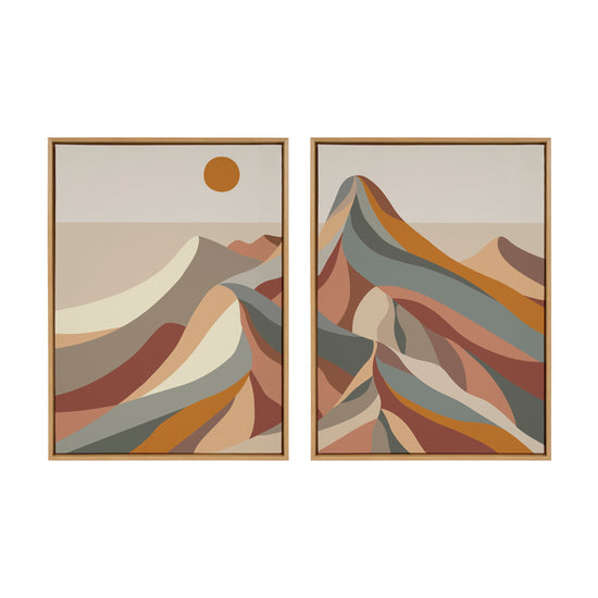 Modern Mountain Canvas Wall Art Set by kateandlaurel, framed mid-century decor with scenic mountain designs for stylish wall display