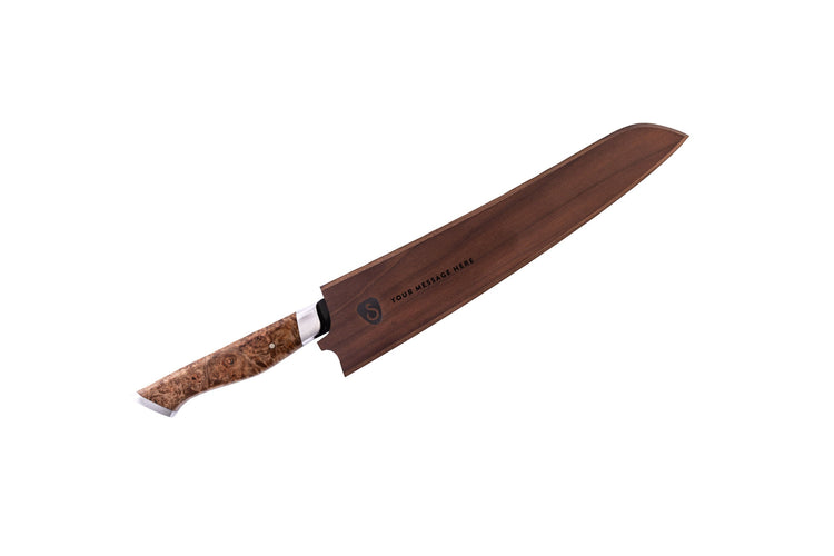 Steelport 10-inch slicing knife with engraved blade, ideal for bread and deli slicing, featuring a sturdy handle.